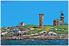 Twin Towers of Matinicus Rock Lighthouse - Digital Painting